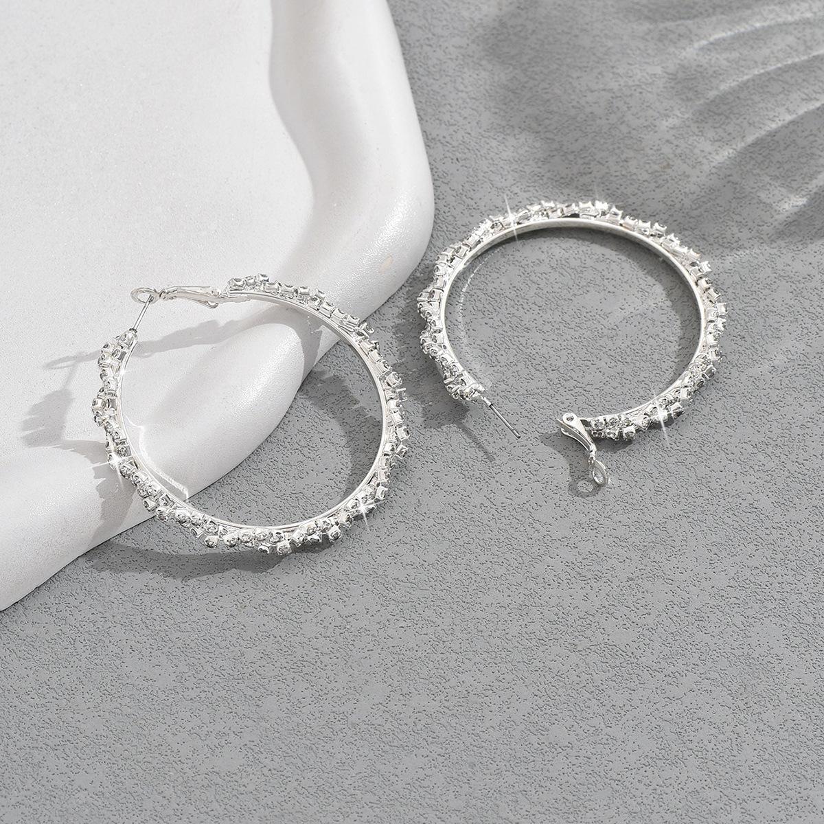 

Новый продукт: Преувеличенные серьги индивидуальности для женщин, простые и модные, большие круглые серьги с бриллиантами и серьги серебряный