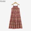 ZANZEA Women Plaid Print Summer Casual V-Neck Sleeveless Straps Camisoles Dresses