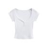 Summer New Female Spice Girls Solid Color V-neck Short-sleeved T-shirt Pure Desire Wind Slim Waist Elastic Tight Short Top