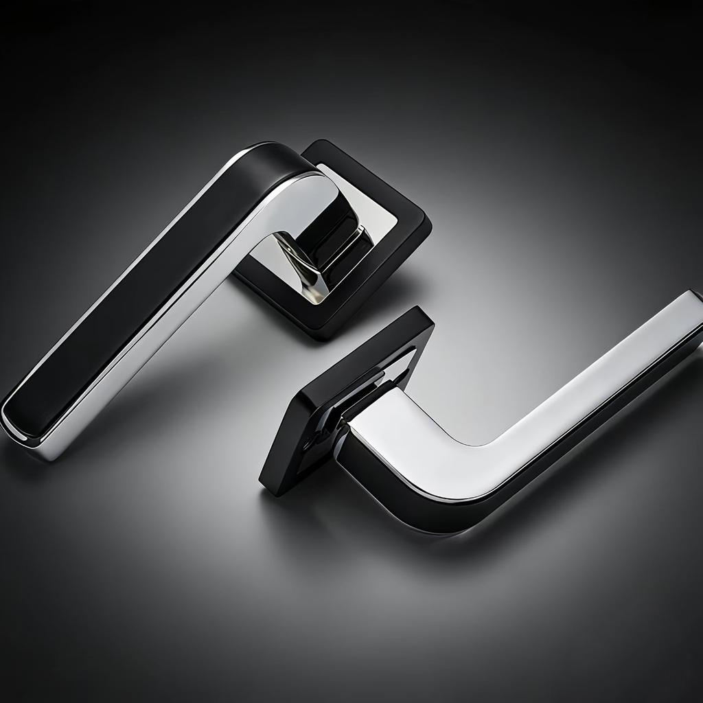 Advanced Zinc Alloy Door Handle Set, Split Type Door Handle, Wooden Door Handle, Door Lock, Black and Silver Split Type, Easy To