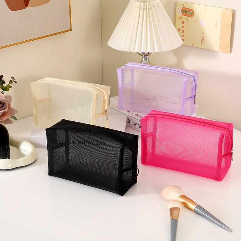 Nylon Mesh Cosmetic Bag Zipper Box Shaped Toiletry Organizer Makeup Bags Multifunctional Women Lipstick Key Coin Purse Pouch
