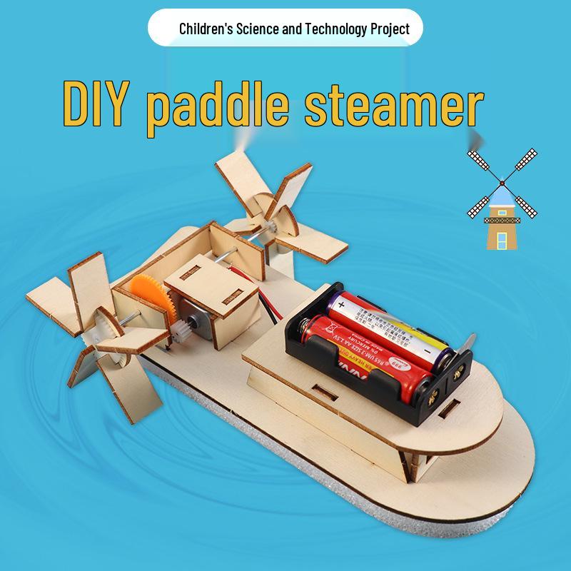 DIY Electric Paddle Boat STEM Kit: Build & Learn Craft Model 14x20 cm