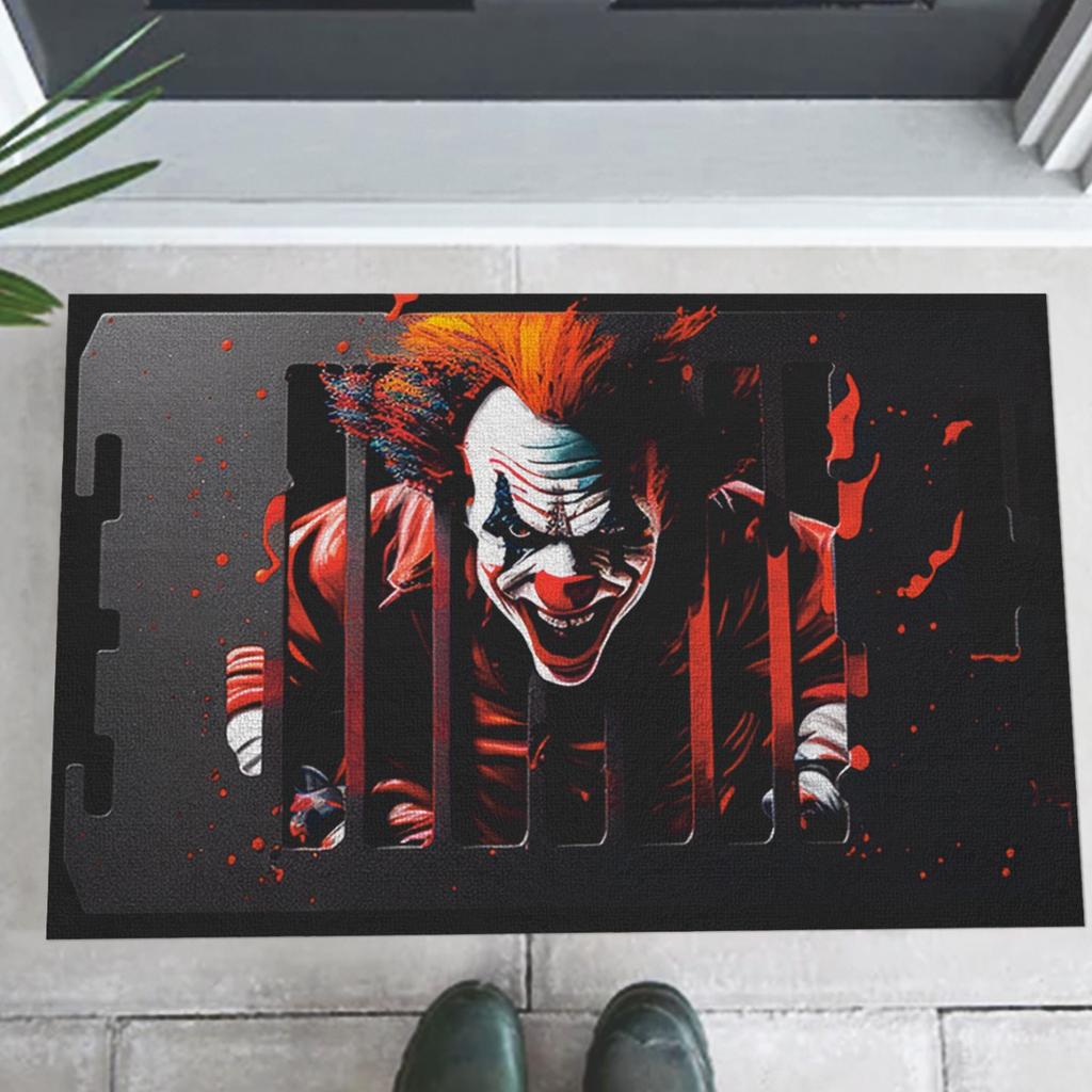 Halloween Clown Printed Kitchen Carpet Living Room Dining Room Laundry Floor Mat Bath Balcony Hallway Non-slip Door Mat