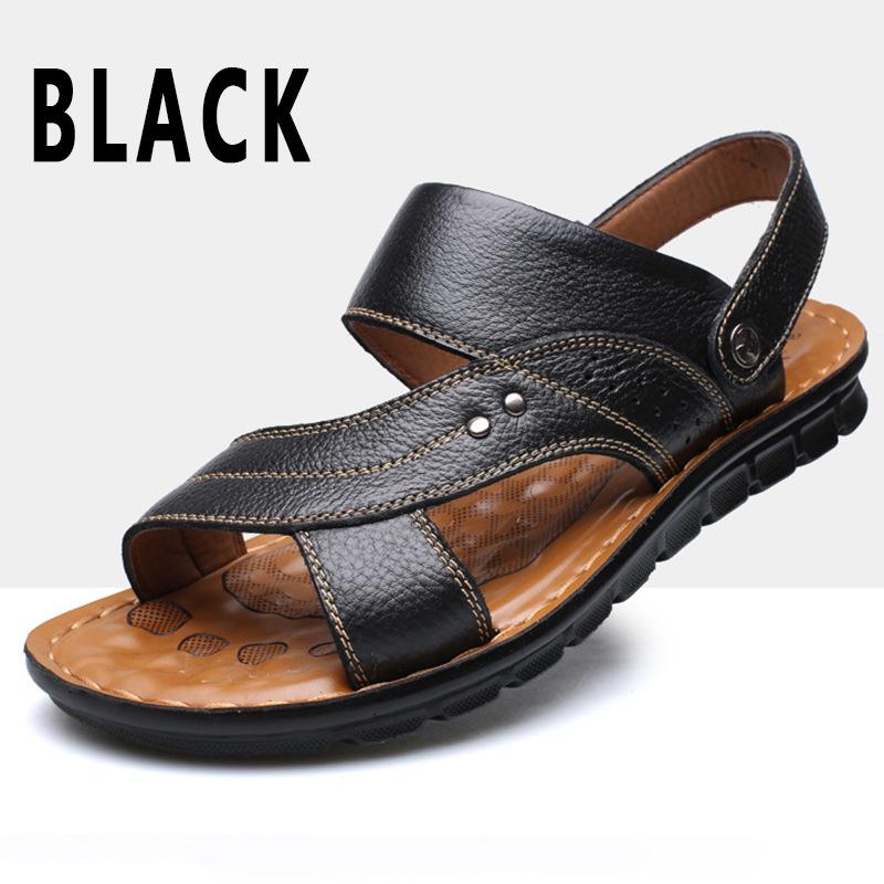 Men's Summer Sandals Genuine Leather Comfortable Slip-on Casual Sandals Fashion Men Slippers Zapatillas Hombre Size 38-48