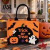 Child-friendly Halloween Bag Trick or Treat Bag, Felt Goodie with Pumpkin Ghost Patches, Orange And Black Large Candy Tote for Kids, Party