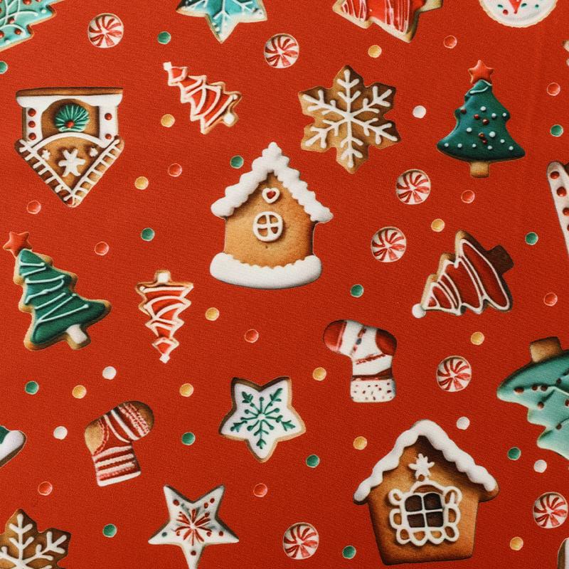 0.5m/1m/5m Gingerbread Man Print Christmas Style Fabric For Sewing Tablecloths Sofa Pillowcase Christmas Decoration DIY Fabrics