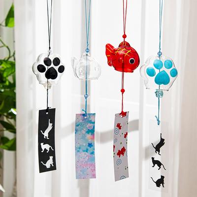 Campanelli Eolici Creativi in Vetro a Zampa di Gatto Giapponese Ciondolo da Appendere Decorazione per Casa Giardino Stanza Finestra Ciondoli Artigianato