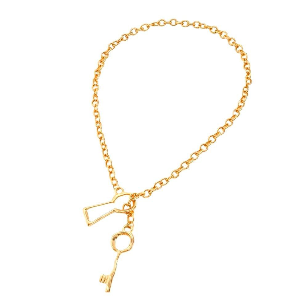 Key & Lock Pendant Key Pendant Necklace Metal Retro Neckwear  Street Style Matching золотой