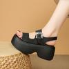 Fashion New Summer Women Chunky Sandals Leather High Platform Trainers Breathable Casual Slippers Shoes Woman 8.5CM Heels Wedge Sneakers