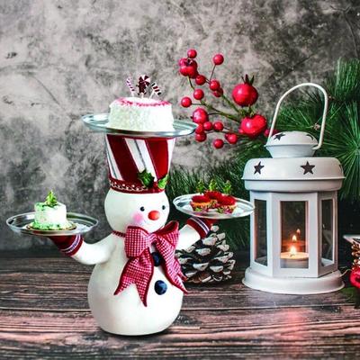 Santa Claus Sculptural Glass Topped Holiday Table Resin Ornament Christmas Home Living Room Decoration Home Craft Holiday Table