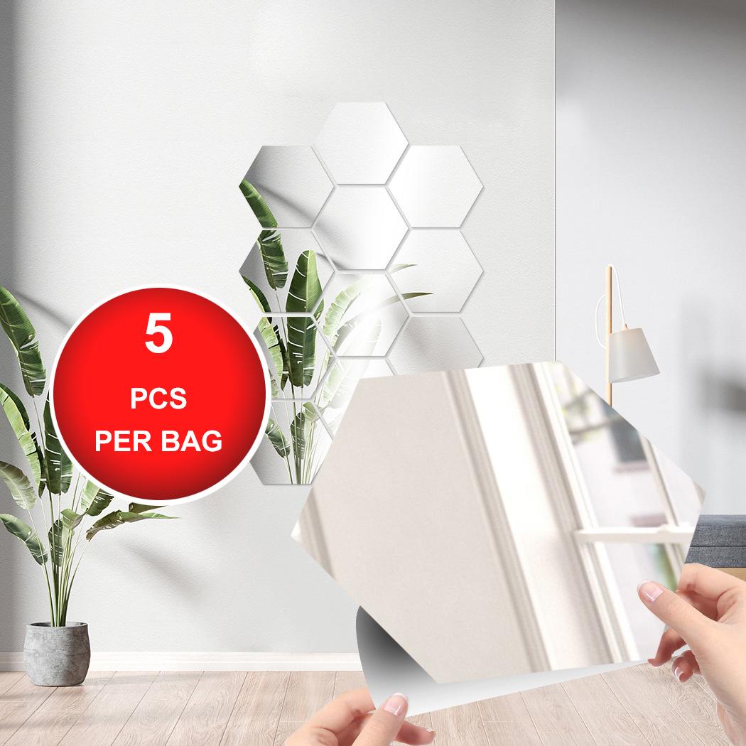

Шестиугольные небьющиеся зеркальные наклейки на стену - DIY домашний декор MS001 7.87 x 9 inch, Set of 5