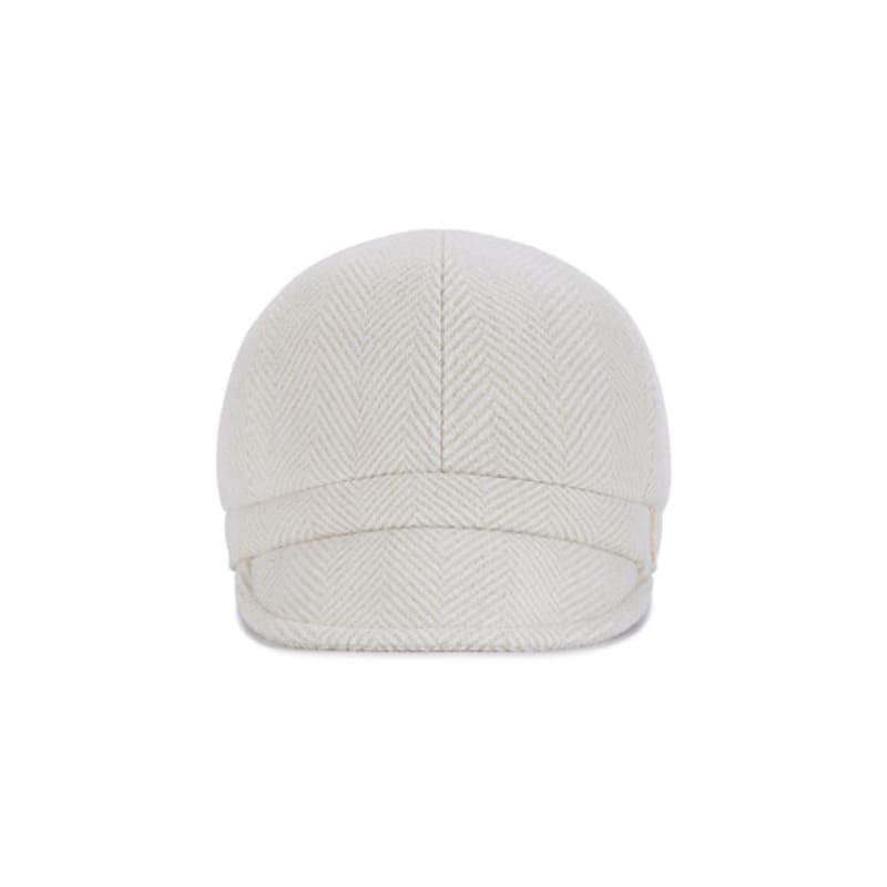 VARZAR VA Studded Herringbone Slim Newsboy Cap Ivory