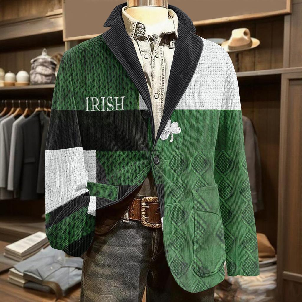 Herren Druck Kord Warm Taschen Anzugjacke Cardigan Herren Freizeitanzug