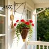 Rattan Hanging Basket Cone Flower Artificial Woven Planter Rustic Conical Plant with Metal Chains for Indoor Outdoor Garden Balcony