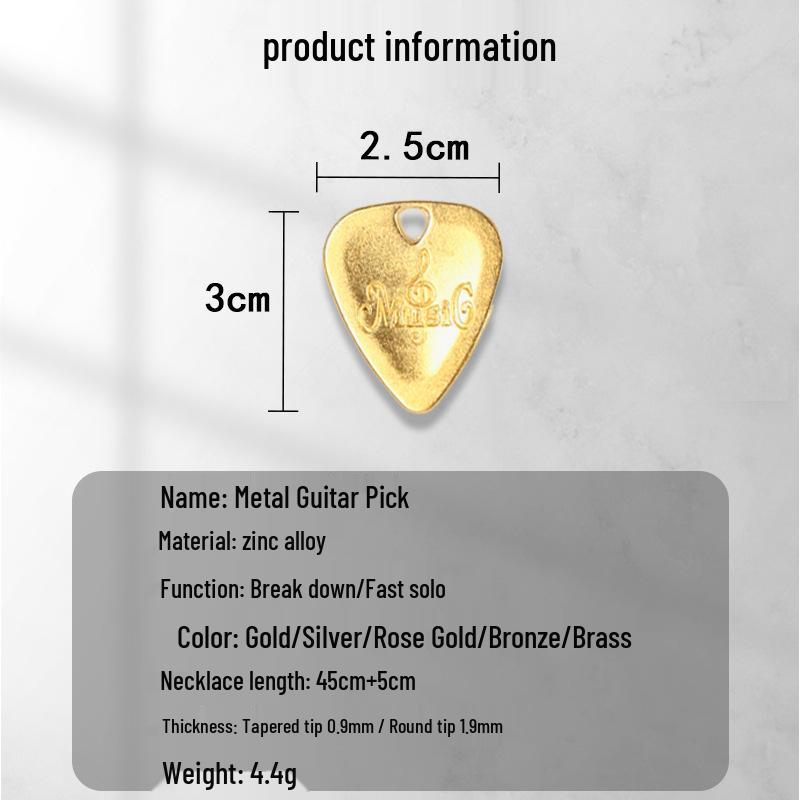 Playable Guitar Pick Necklace: Wood & Metal Pendant for Electric/Bass Guitar