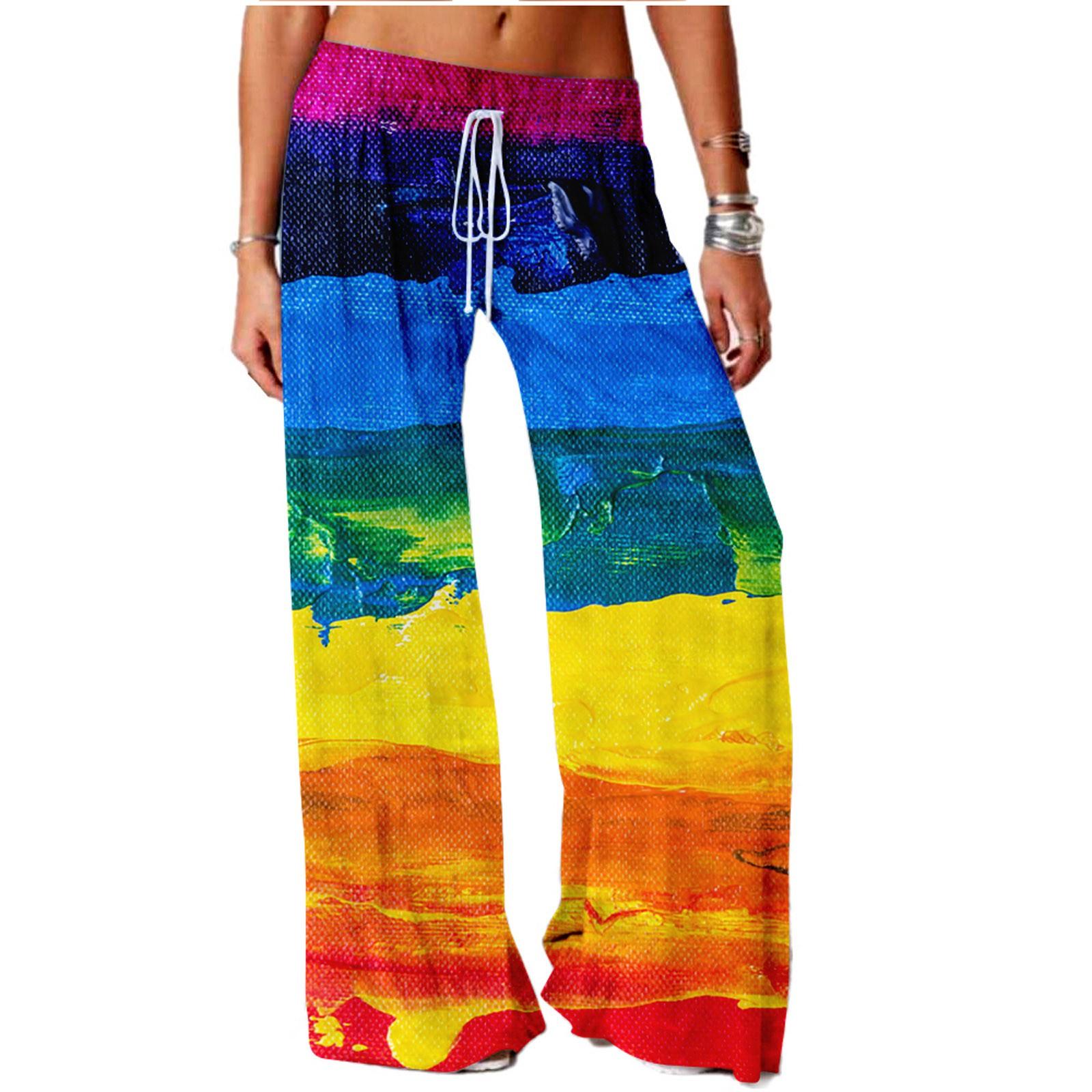 

Модные женские повседневные модные свободные удобные широкие брюки для йоги с принтом S жёлтый