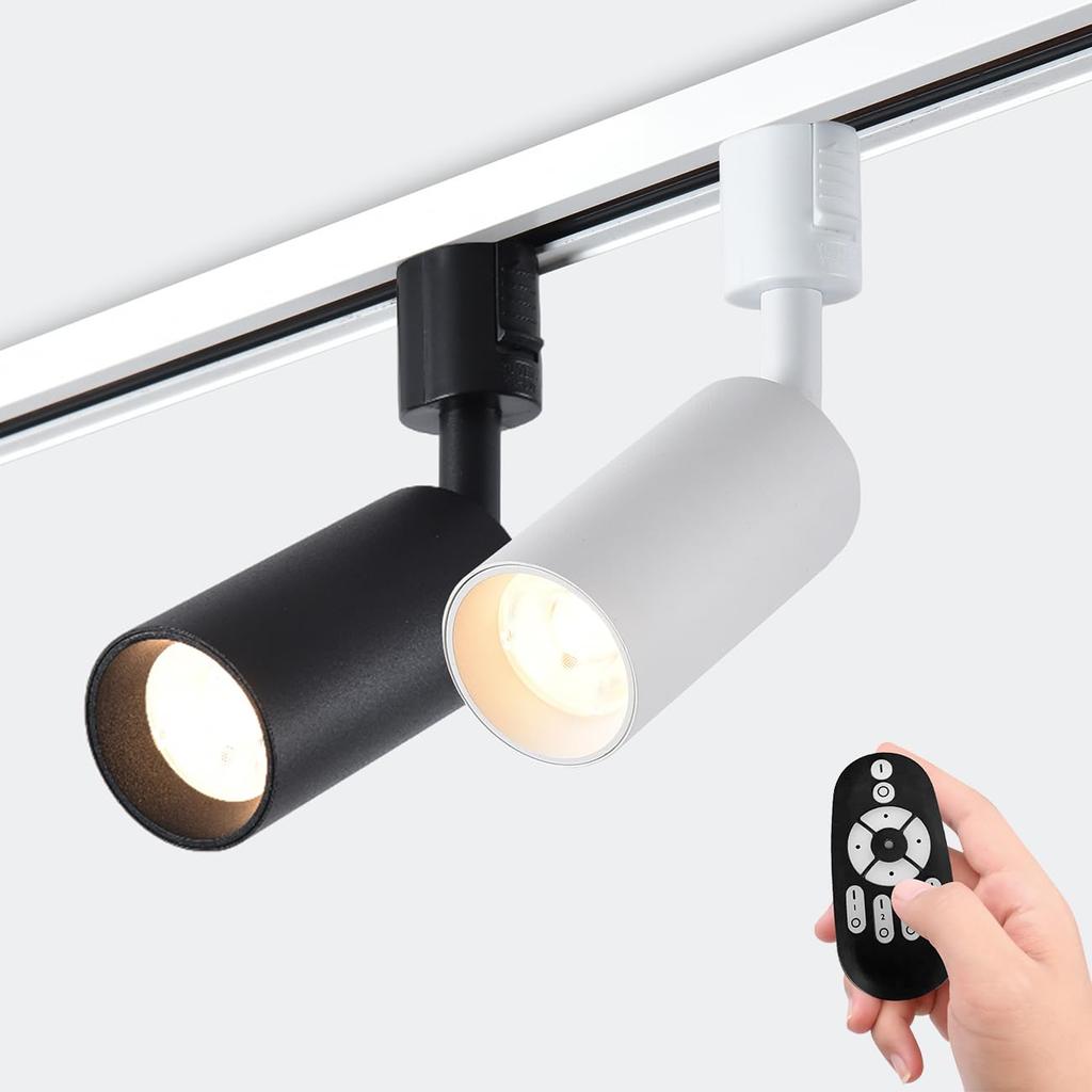 Pirlamp Spotlights, Set of 4, for Duct Rails, 4.5W (40W Equivalent), Remote Control Included, Built-in LEDs, Scandinavian Design, Adjustable Angle,