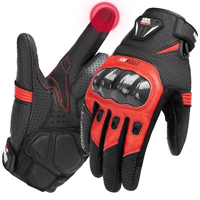 KEMIMOTO Motocicleta Fibra de Carbono Smartphone Adequado para e e Disponível em Três Luvas KM8003, Couro, Protetor, Compatível, Respirável, Primavera,