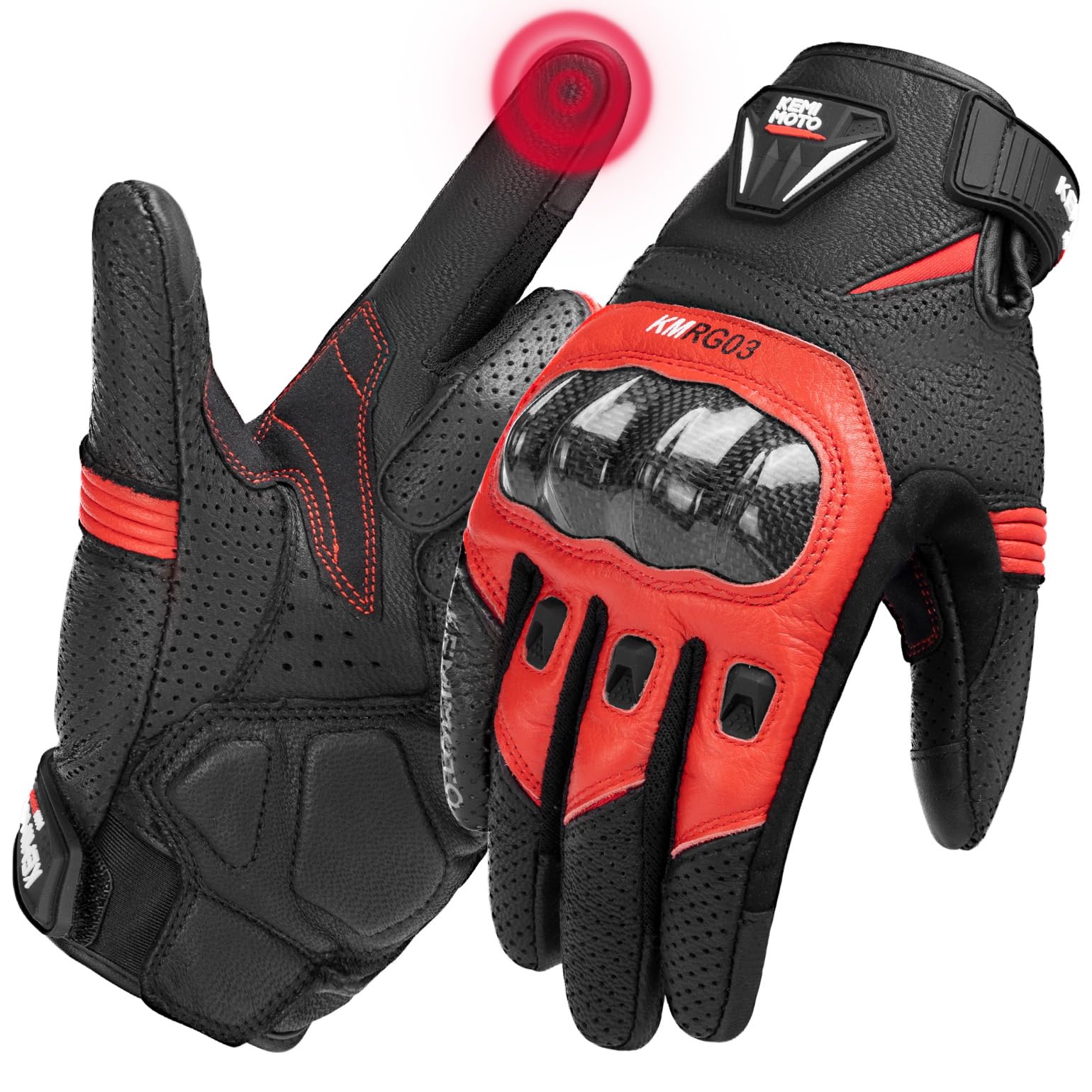 

KEMIMOTO Motorcycle Carbon Fiber Smartphone Suitable for and and Available in Three KM8003 Gloves, Leather, Protector, Compatible, Breathable, Spring,