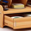 Wooden Pen Holder with Drawer Multi-Functional Desktop Stationary Pencil Box Home Office Art Supplies Rack