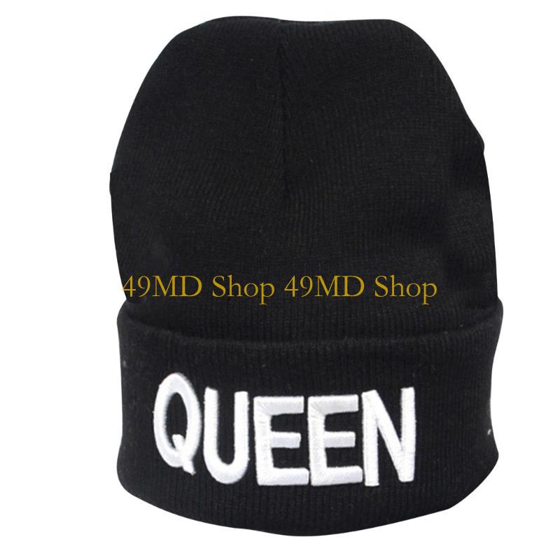 49MD Ski Beanie Hat King Queen Hat Couple Hat Skullies Beanie Bonnet Skull Hat