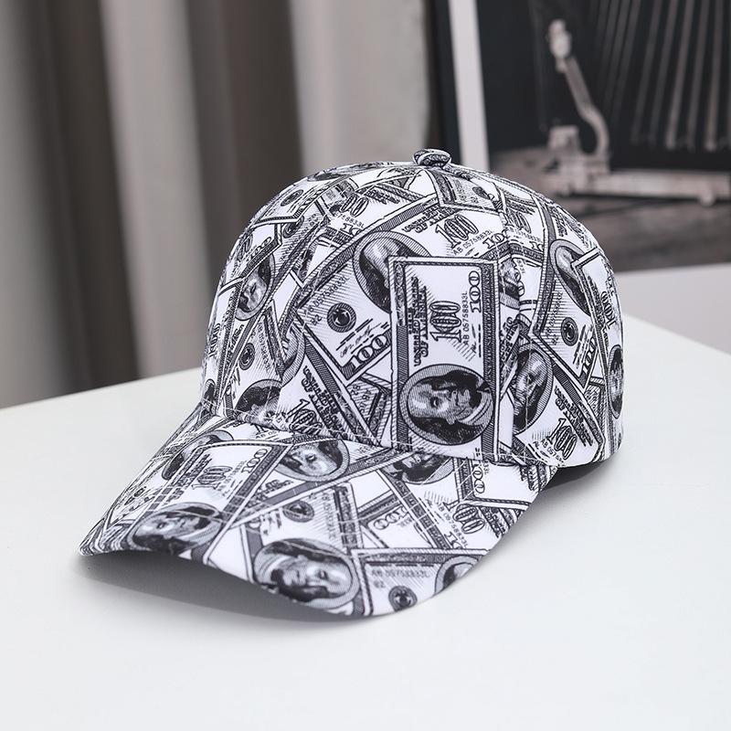 YIRAN Dayang hat Baseballpet met Dollar Print Patroon Marktstijl Skateboardpet Populaire Hip-Hop Pet Casual Outdoor Pet Universele Stijl Adjustable