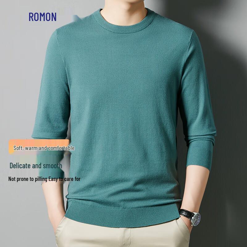 Romon Men's Autumn/Winter Round Neck Pullover Knit Sweater