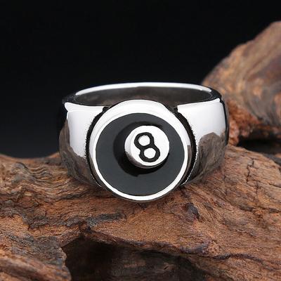 Moda Punk Acciaio Inossidabile Numero Nero 8 Anelli Per Uomo Donna Hip Hop Rock Otto Palla da Biliardo Anello Gioielli per Feste Dropshipping