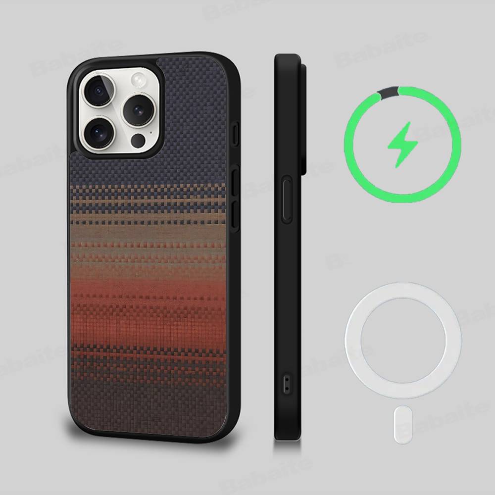 Fiber Texture For IPhone 17 Air 16 E 15 14 13 12 11 Pro Max Plus PC Shock TPU Cover For Magsafe Phone Cover