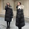 Nueva chaqueta de invierno de algodón con contraste de color para mujer, chaqueta de algodón holgada de estilo coreano gruesa de longitud media