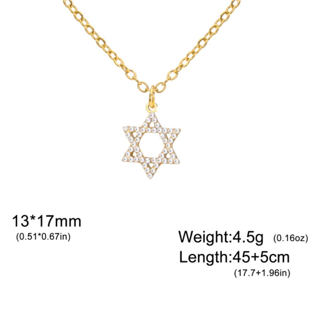  Classic Star of David Necklaces Stainless Steel Rhinestones Six-pointed star Necklace for Women Men Jewish Jewelry Gifts
