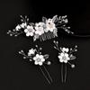 Romantic Wedding Leaves Tiara Crystal Crown Bridal Clips Flower Hair Pin Hair Combs Blue White