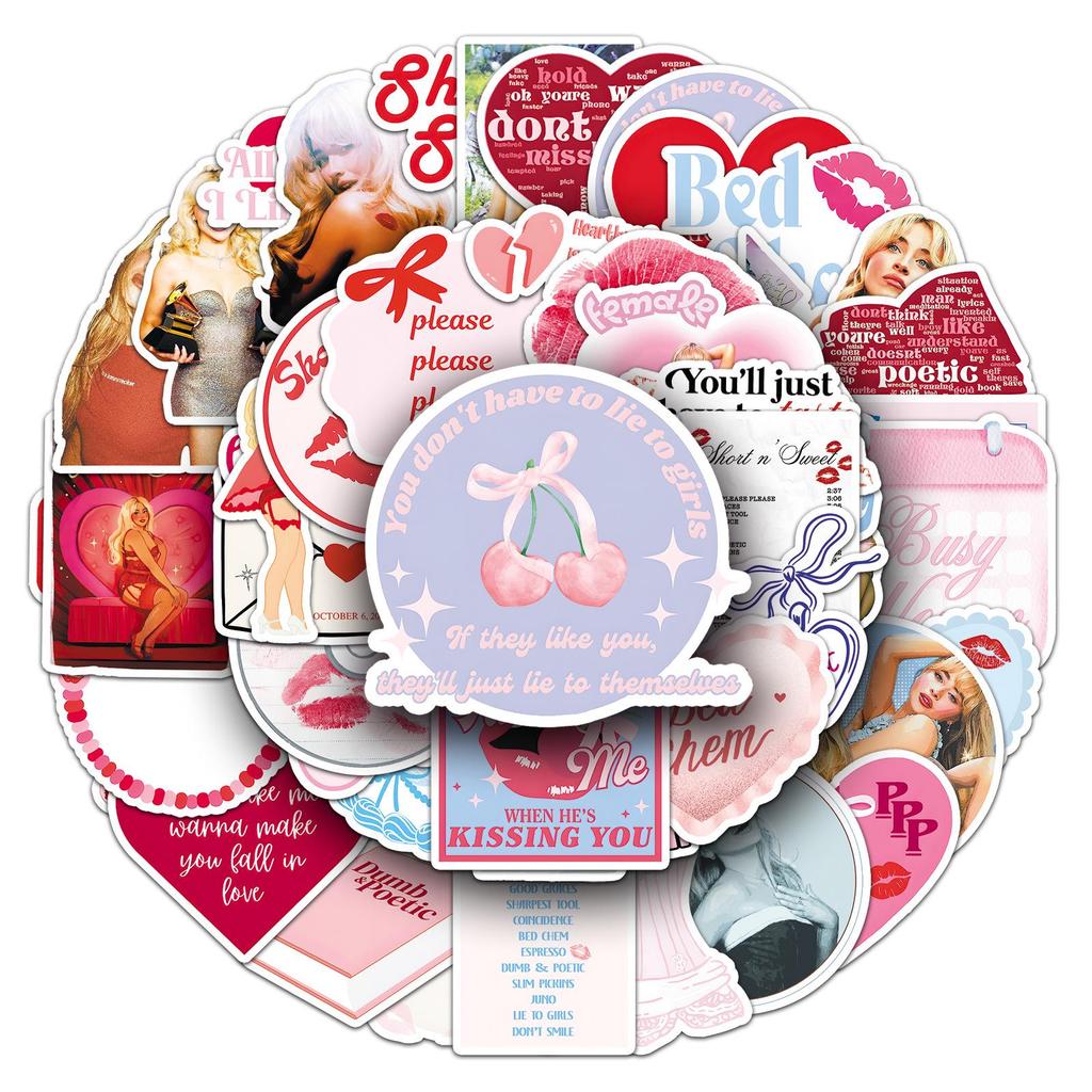 Sabrina Carpenter Celebrity Stickers: 50 Sheets for Decorating Notebooks and Guitars
