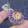 Natural Ammonite Fossil Gemstone 925 Sterling Silver Jewelry Pendant 1.85" I8N40