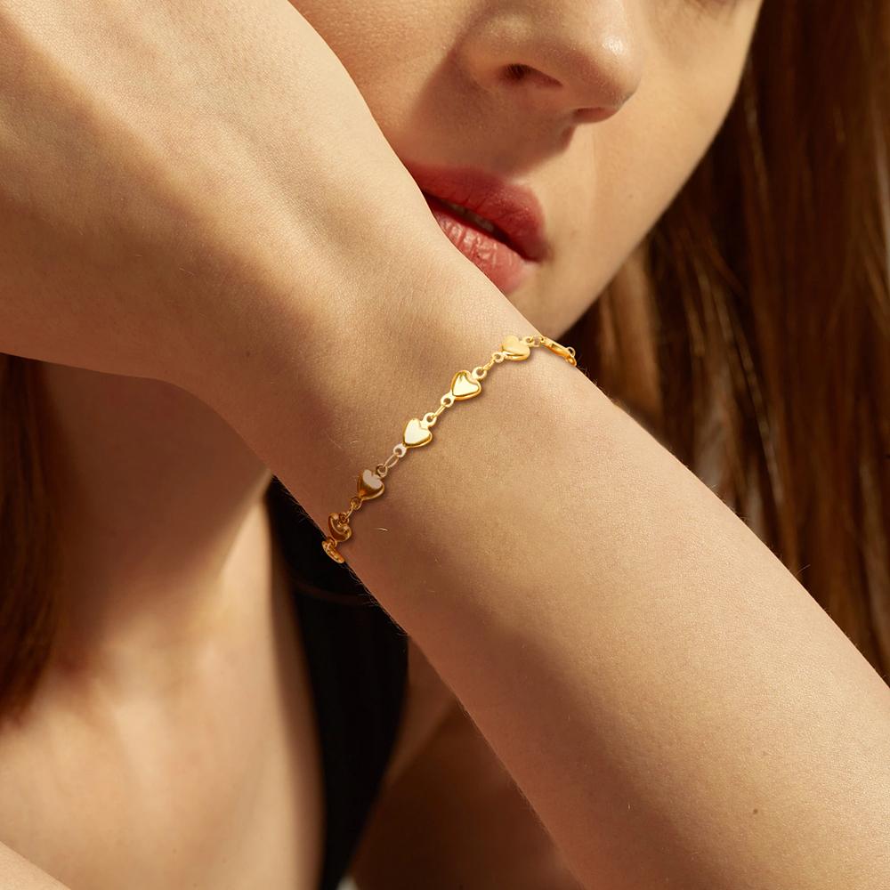 Gold Heart Chain Bracelet for Women Stainless Steel Adjustable Bracelets Summer Jewelry
