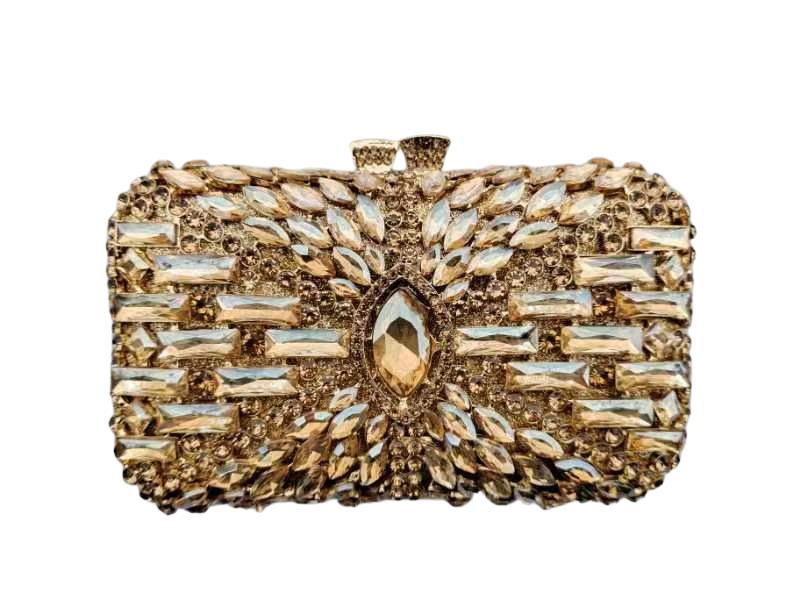 Dinner bag Banquet empty metal hard box full of diamonds Women s bag Rhinestone bag