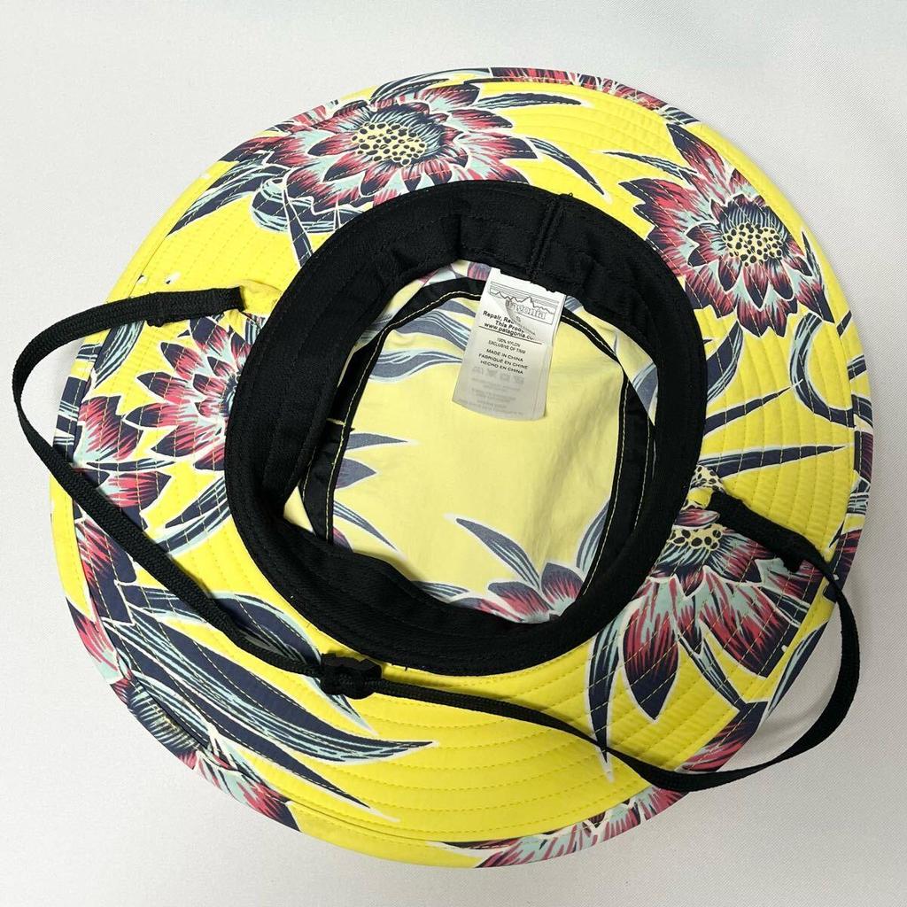 Used [Super Good Condition] Patagonia Water Repellent & Strongest UV Protection UPF50+ Foldable Trim Brim Hat Yellow All Over Pattern Unisex Size S