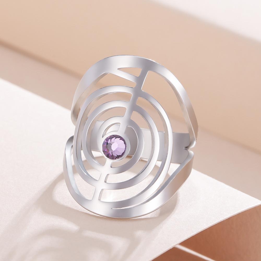 

Регулируемое кольцо Спираль Символ Рейки Исцеления Сакральная Геометрия Кольцо из нержавеющей стали Подарок на День рождения Юбилей