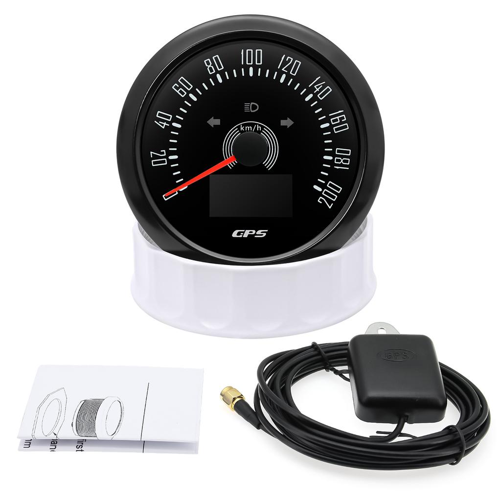 85MM Digital GPS Speedometer 0-160MPH 0-200KMH Speed Meter With GPS Antenna For Car Marine Boat 7 Color Backlight Speed Gauge