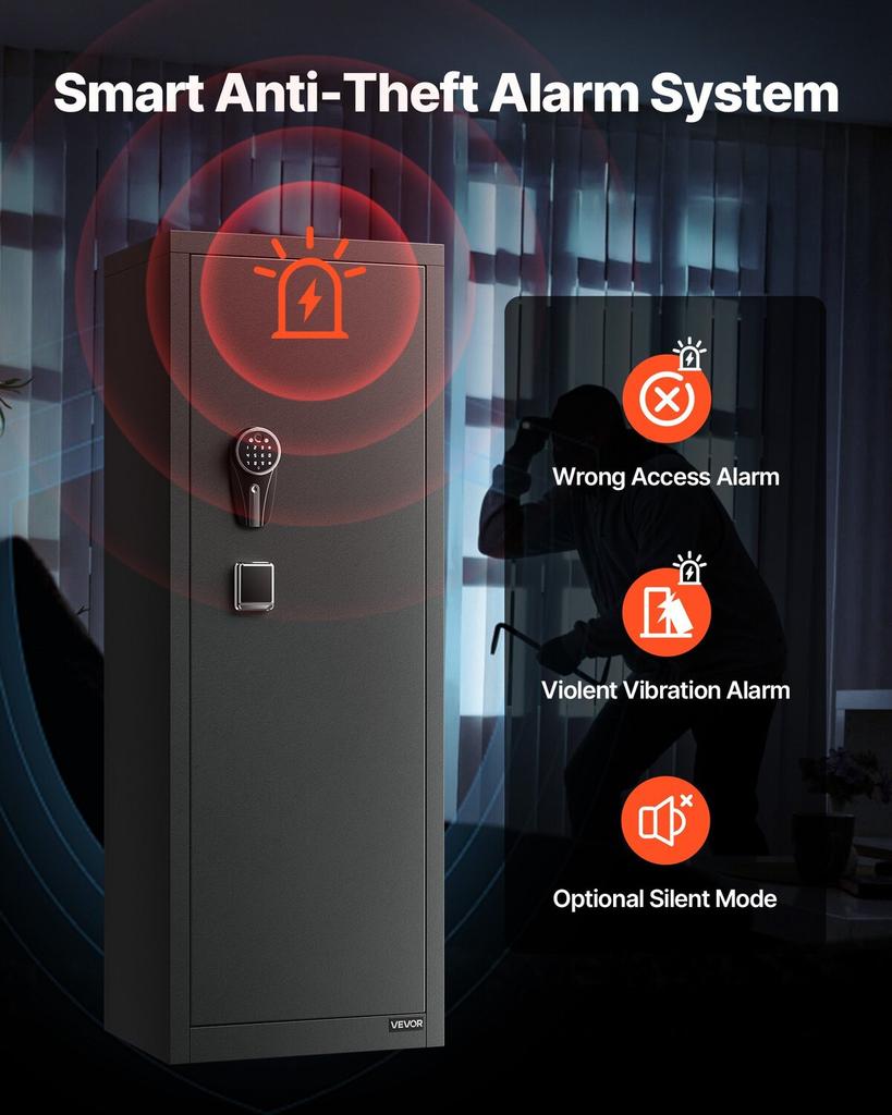 8-10 Gun Safe, Long Gun Cabinet for Rifles and Pistols, Quick Access Rifle Safe with 3 Pistol Pockets and Adjustable Racks, Large Digital Cabinet with