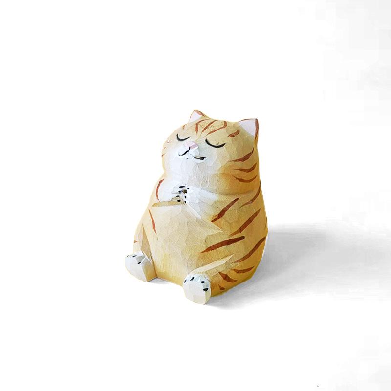 Handmade Solid Wood Animal Figurines: Kitten, Chick, Elephant, Snowman