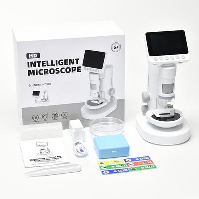 1080P mikroskop se základnou pro děti 1000X přenosný ruční teleskop 3,5 HD obrazovka LED osvětlený kapesní digitální