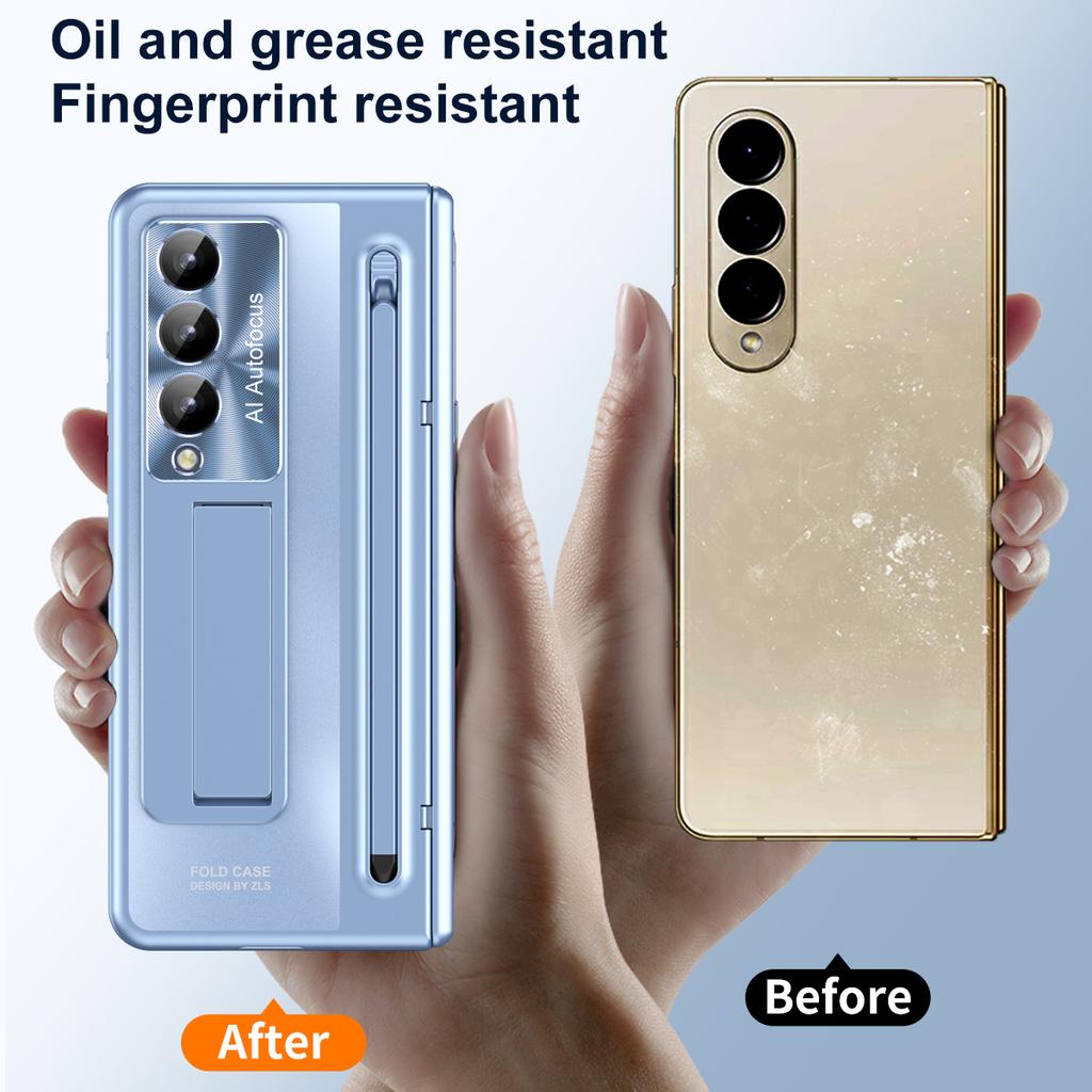 S-Pen Slot Folding Phone Case, Shockproof Built-in Bracket Fashion Design Cover for Samsung Galaxy Z Fold 4 5 6 7