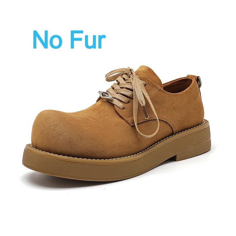 British Style Suede Shoes Men Lace-Up Loafers Genuine Leather Thick-soled Handmade Formal Business Shoe New Fashion Casual Shoes