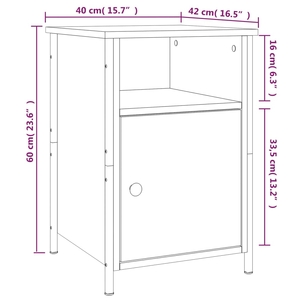 Nightstand Sonoma Oak 40 x 42 x 60 cm Particleboard