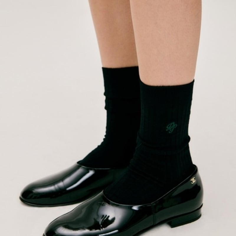 DEPOUND mercerized cotton logo socks - black