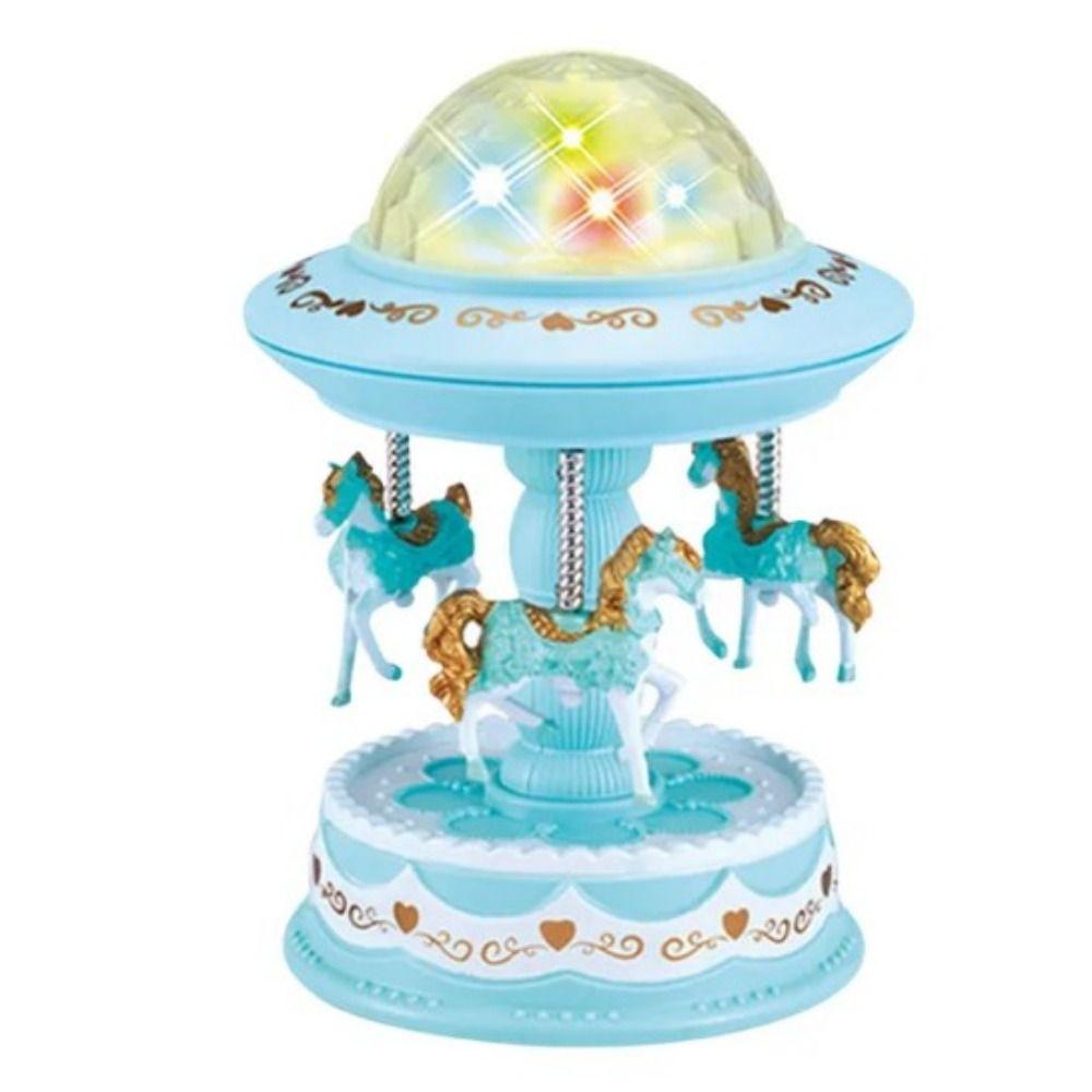 

Изысканный дизайн Карусель Проектор лампа Музыкальная шкатулка Вращающиеся лошадки Украшения Детский M синий