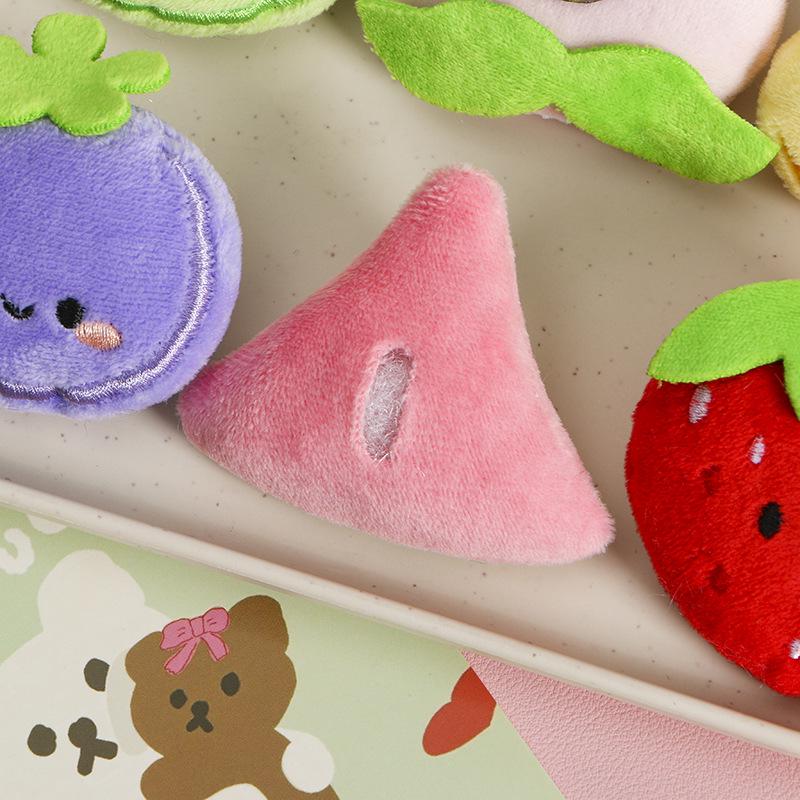 Cartoon Fruit Plush Brooch & Hair Clip: Strawberry, Pear, Watermelon