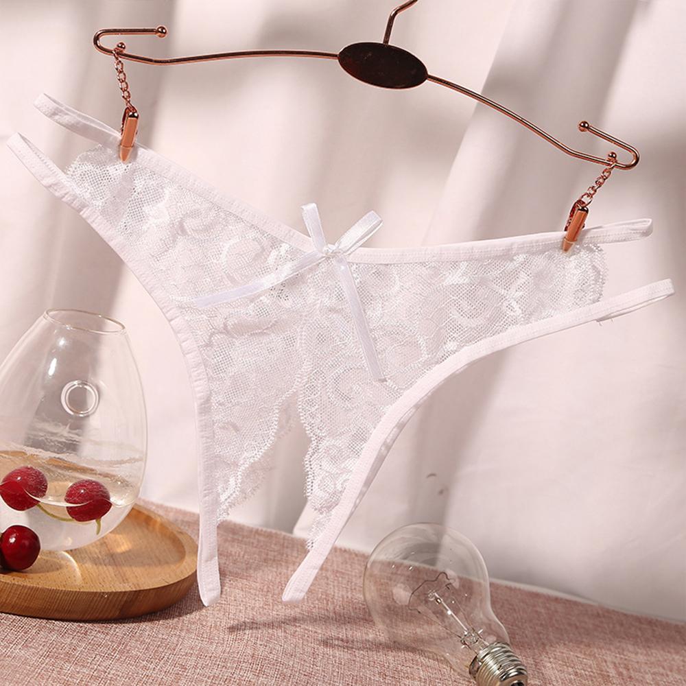 Women's Open Crotch Seamless Underwear Sexy Lace Briefs Crotchless Panties Stretch Knickers Lingerie for Sex Thongs String