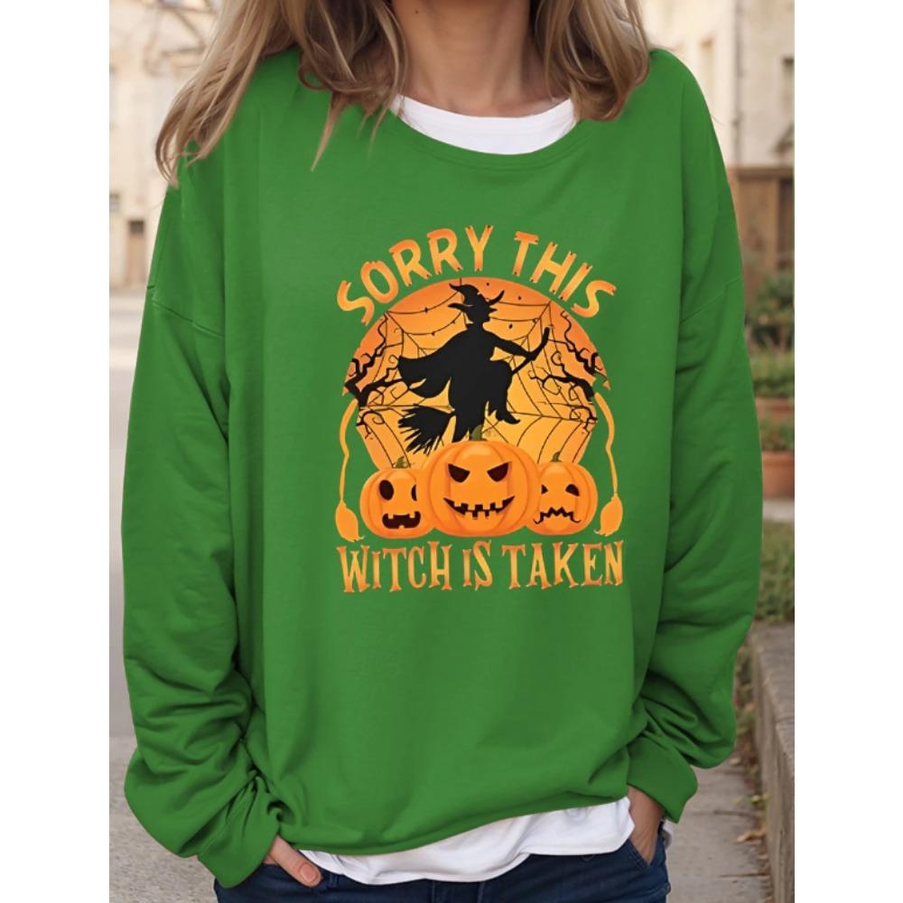Tops for Women Halloween Print Round Neck Long Sleeve T-shirt Fall Casual Slim Pullover Women's Long Sleeve Top